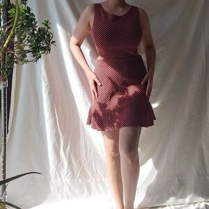 Amissima Polka Dot Orange And Black Cotton Mini Dress